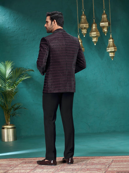Maroon Embroidered Jodhpuri Suit | JadeBlue