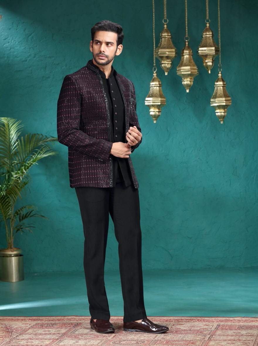 Maroon Embroidered Jodhpuri Suit | JadeBlue