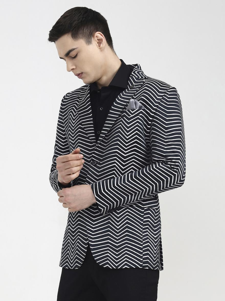 Black Printed Blazer | JBXJB