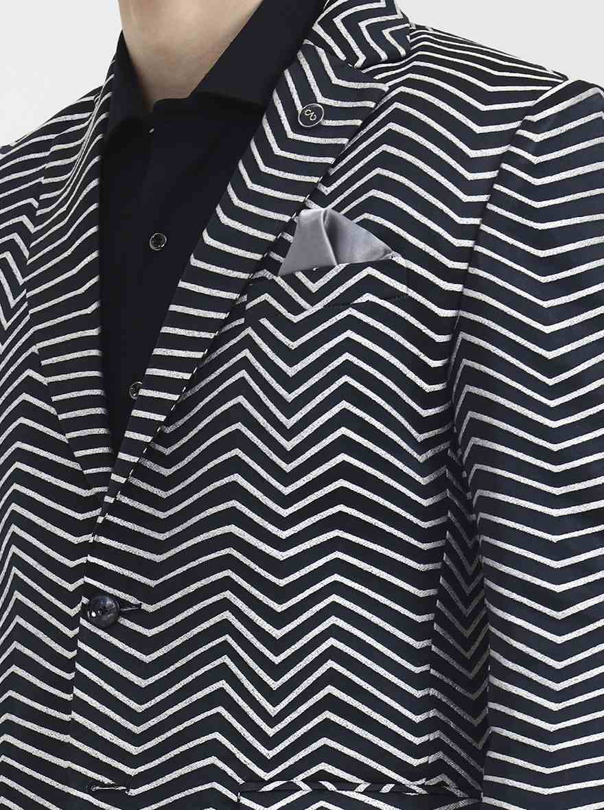 Black Printed Blazer | JBXJB