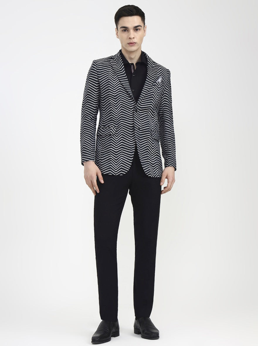 Black Printed Blazer | JBXJB