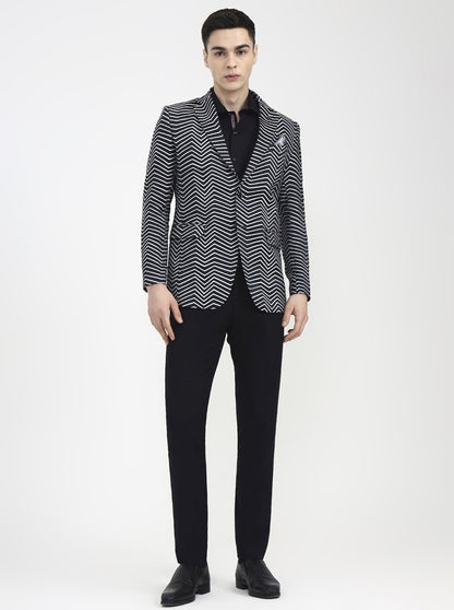 Black Printed Blazer | JBXJB
