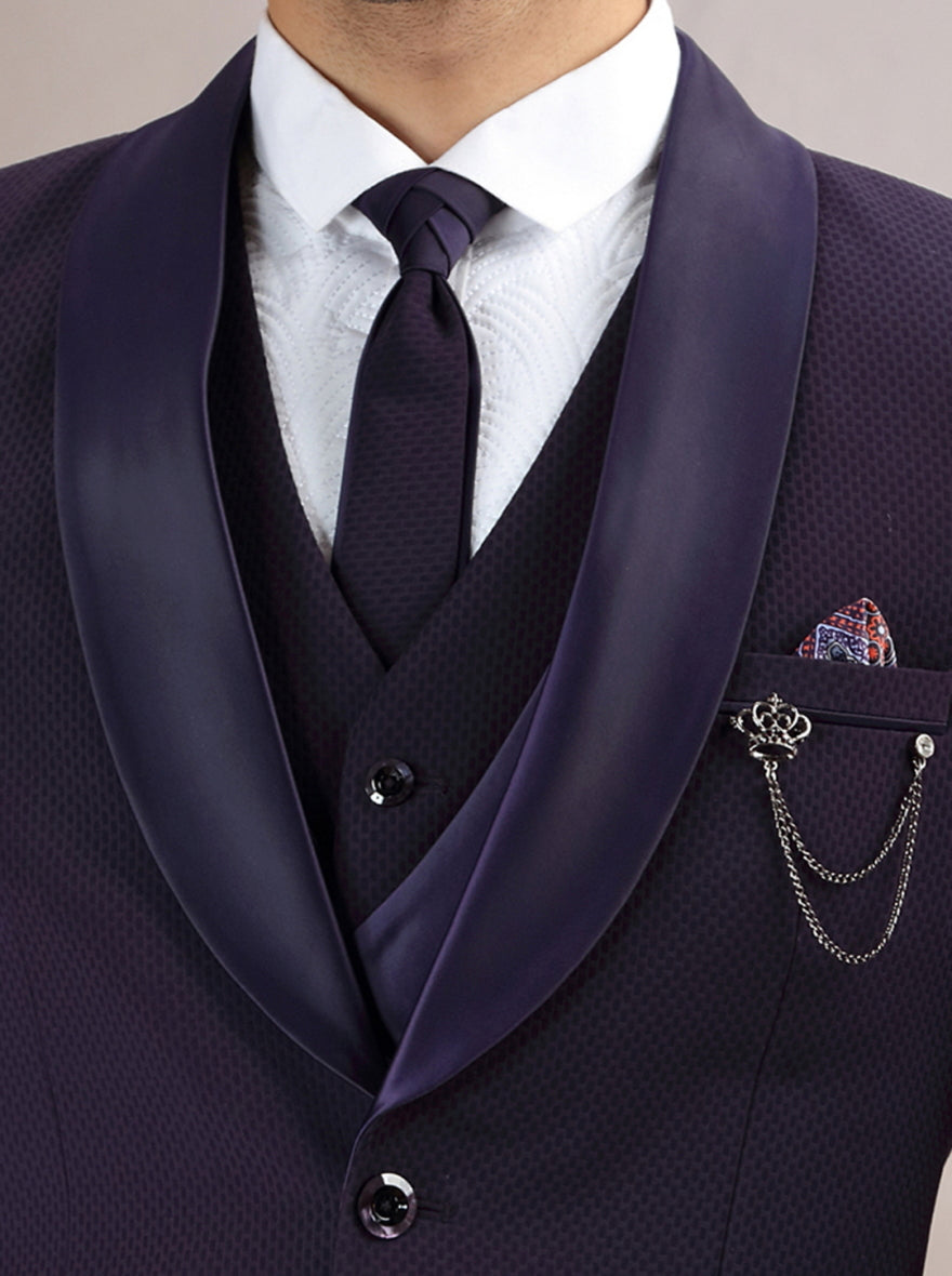 Purple Self Design Suit | JadeBlue