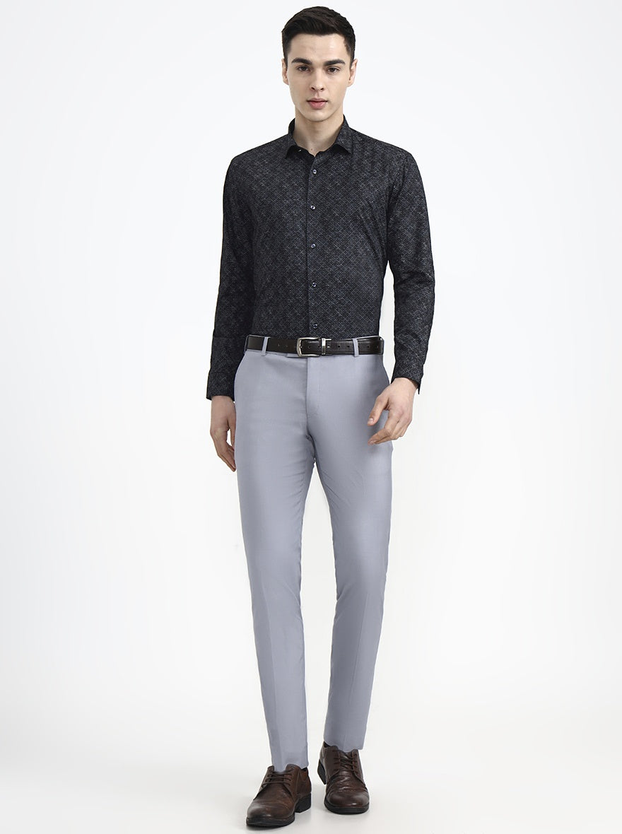 Black Printed Slim Fit Party Wear Shirt | Greenfibre