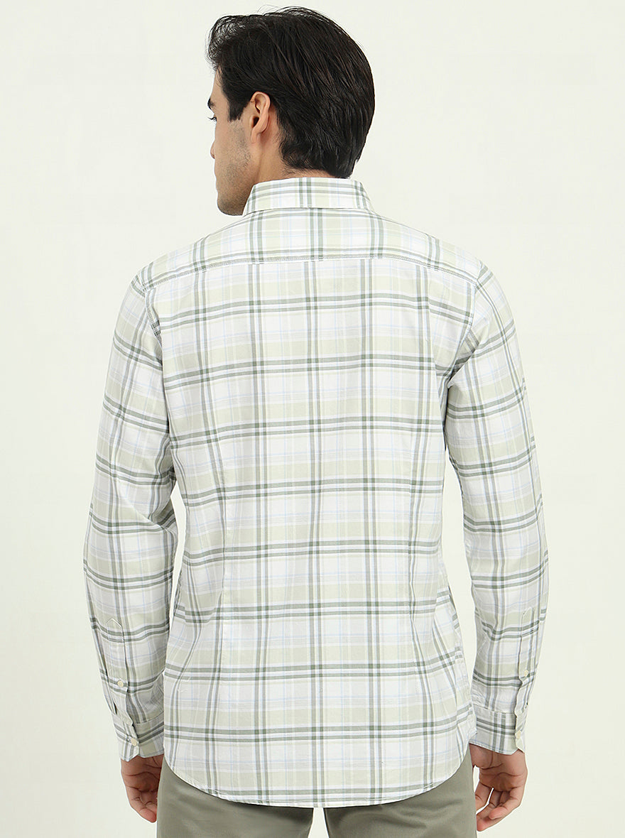 Green Checked Slim Fit Casual Shirt | JadeBlue