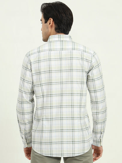 Green Checked Slim Fit Casual Shirt | JadeBlue
