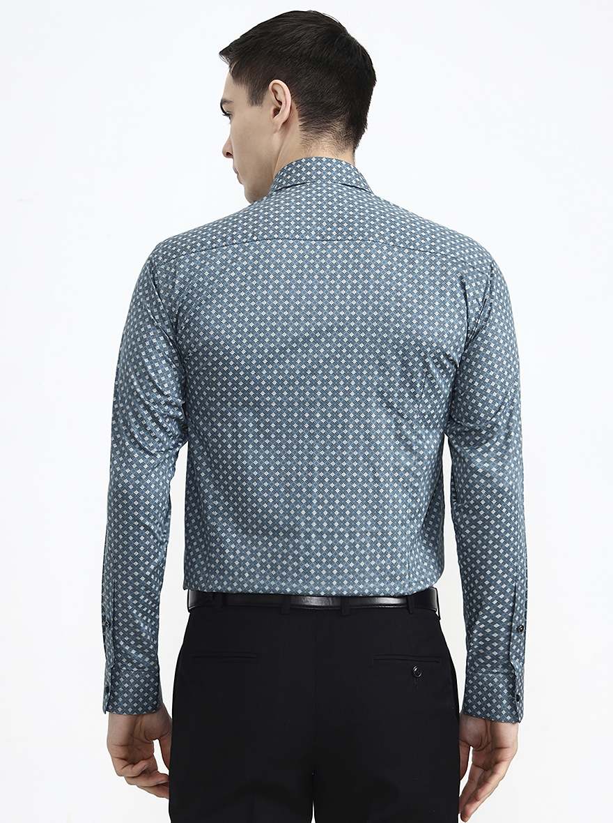 Green Printed Slim Fit Party Wear Shirt | Greenfibre