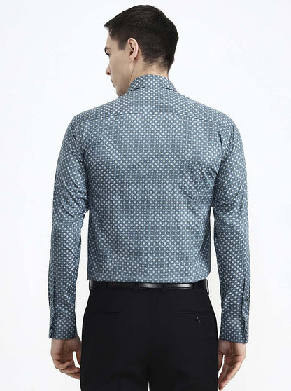 Green Printed Slim Fit Party Wear Shirt | Greenfibre