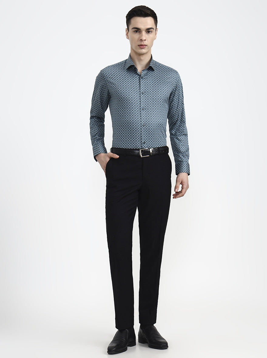 Green Printed Slim Fit Party Wear Shirt | Greenfibre