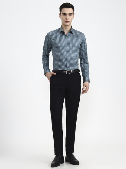 Green Printed Slim Fit Party Wear Shirt | Greenfibre