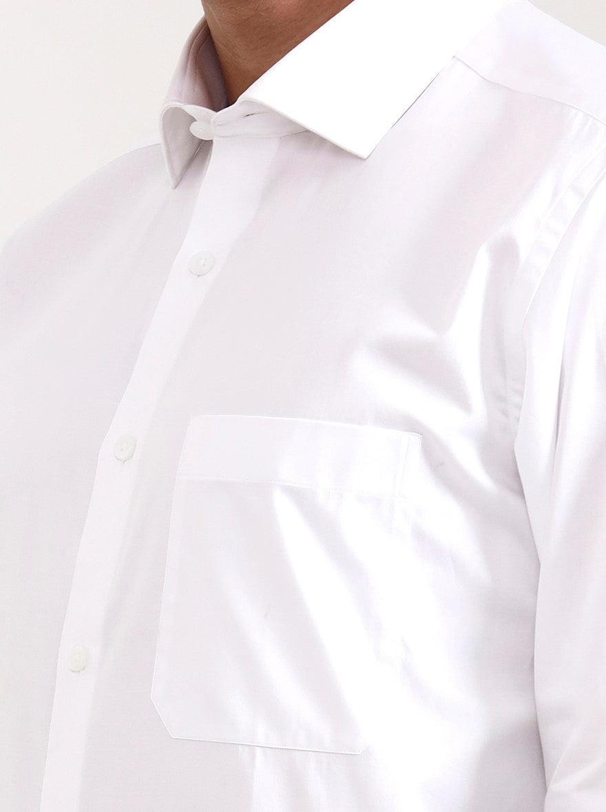 White Solid Slim Fit Formal Shirt | Metal