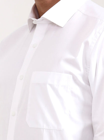 White Solid Slim Fit Formal Shirt | Metal
