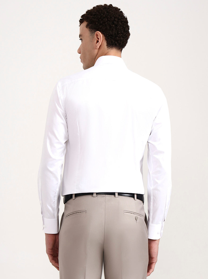 White Solid Slim Fit Formal Shirt | Metal