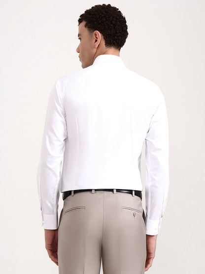 White Solid Slim Fit Formal Shirt | Metal