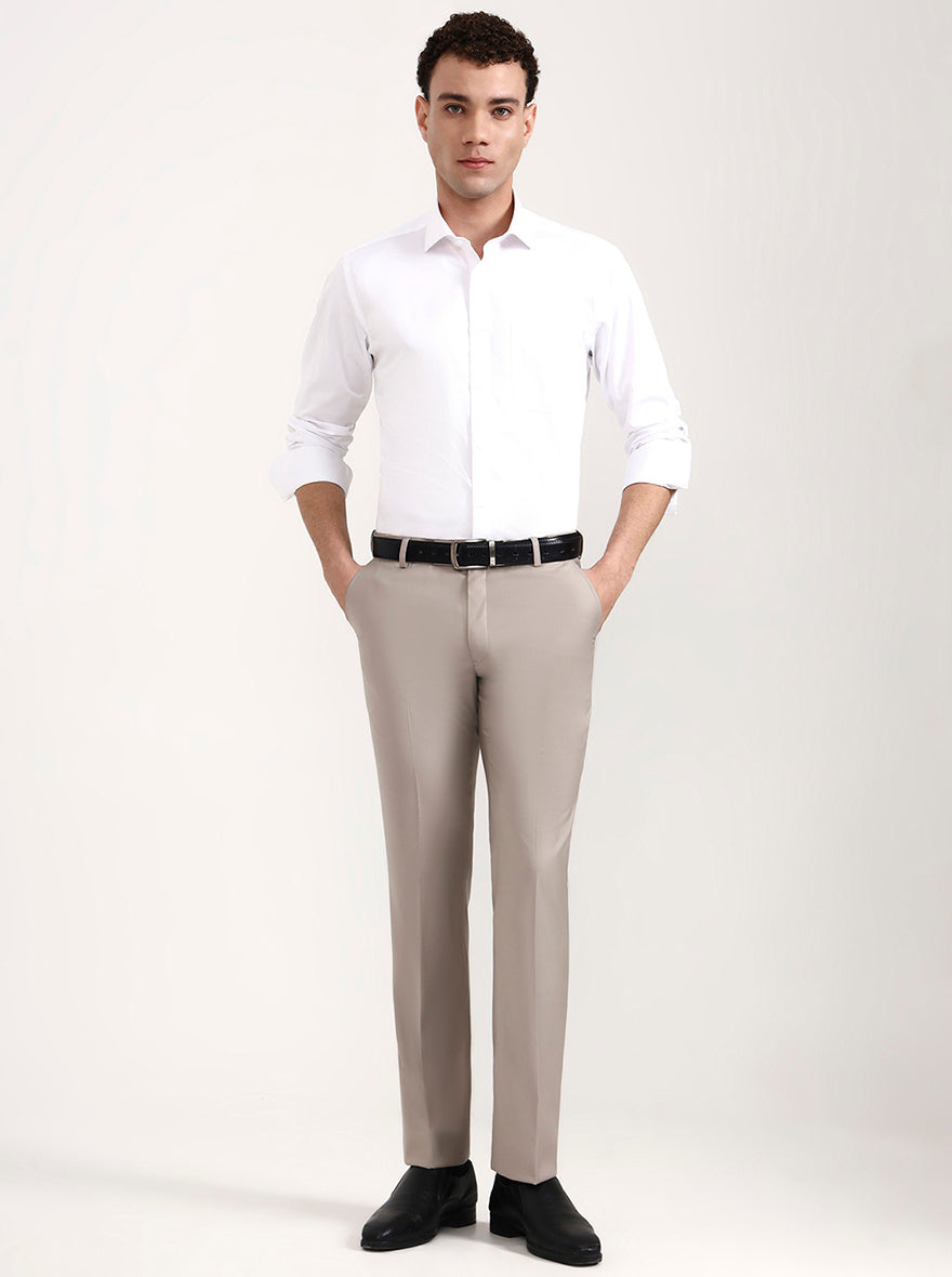 White Solid Slim Fit Formal Shirt | Metal