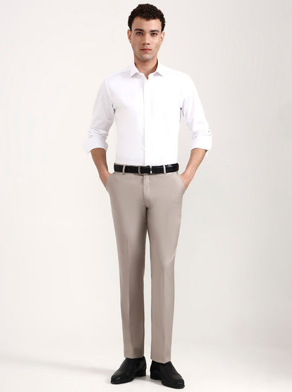 White Solid Slim Fit Formal Shirt | Metal