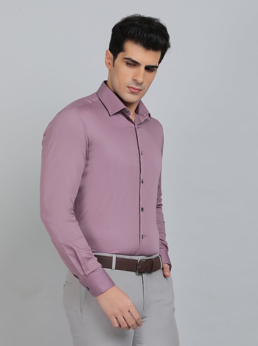 Pink Solid Slim Fit Party Wear Shirt | Wyre