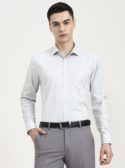 Pista Grey Checked Regular Fit Formal Shirt | Greenfibre