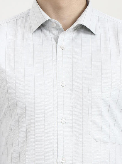 Pista Grey Checked Regular Fit Formal Shirt | Greenfibre