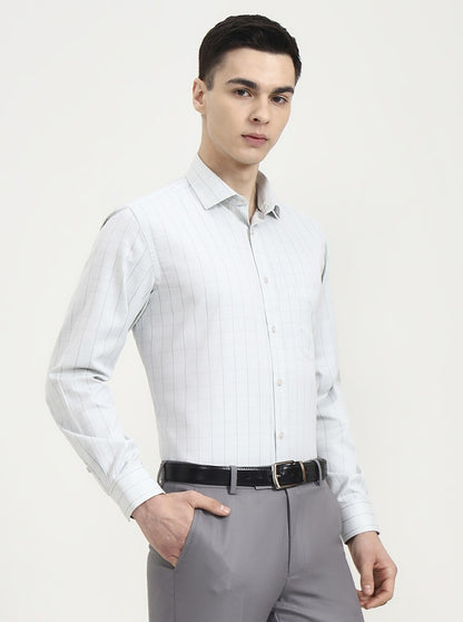 Pista Grey Checked Regular Fit Formal Shirt | Greenfibre