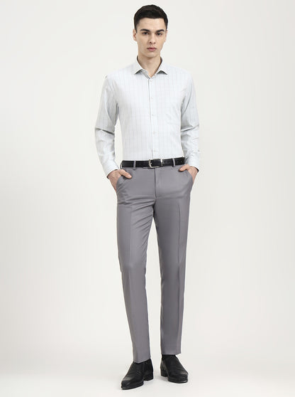 Pista Grey Checked Regular Fit Formal Shirt | Greenfibre
