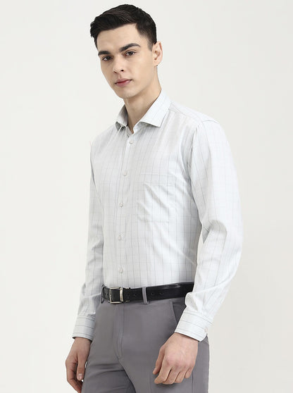 Pista Grey Checked Regular Fit Formal Shirt | Greenfibre