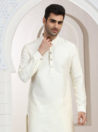 Cream Solid Kurta Pajama | TULA