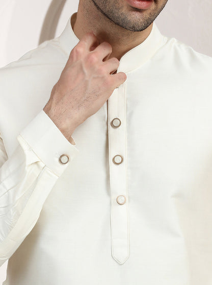 Cream Solid Kurta Pajama | TULA