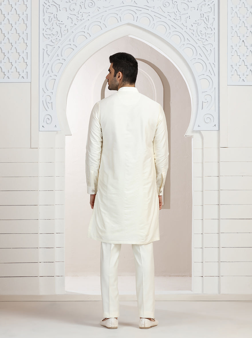 Cream Solid Kurta Pajama | TULA