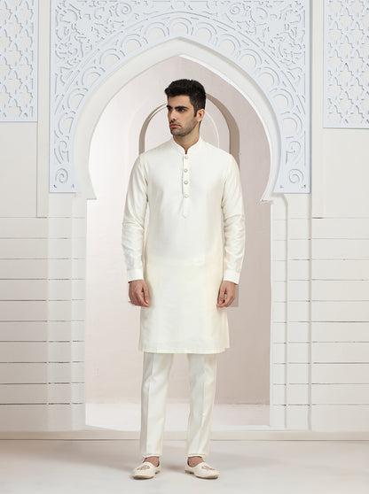 Cream Solid Kurta Pajama | TULA