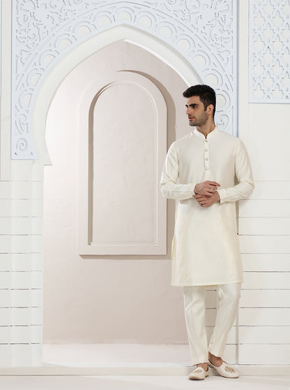 Cream Solid Kurta Pajama | TULA
