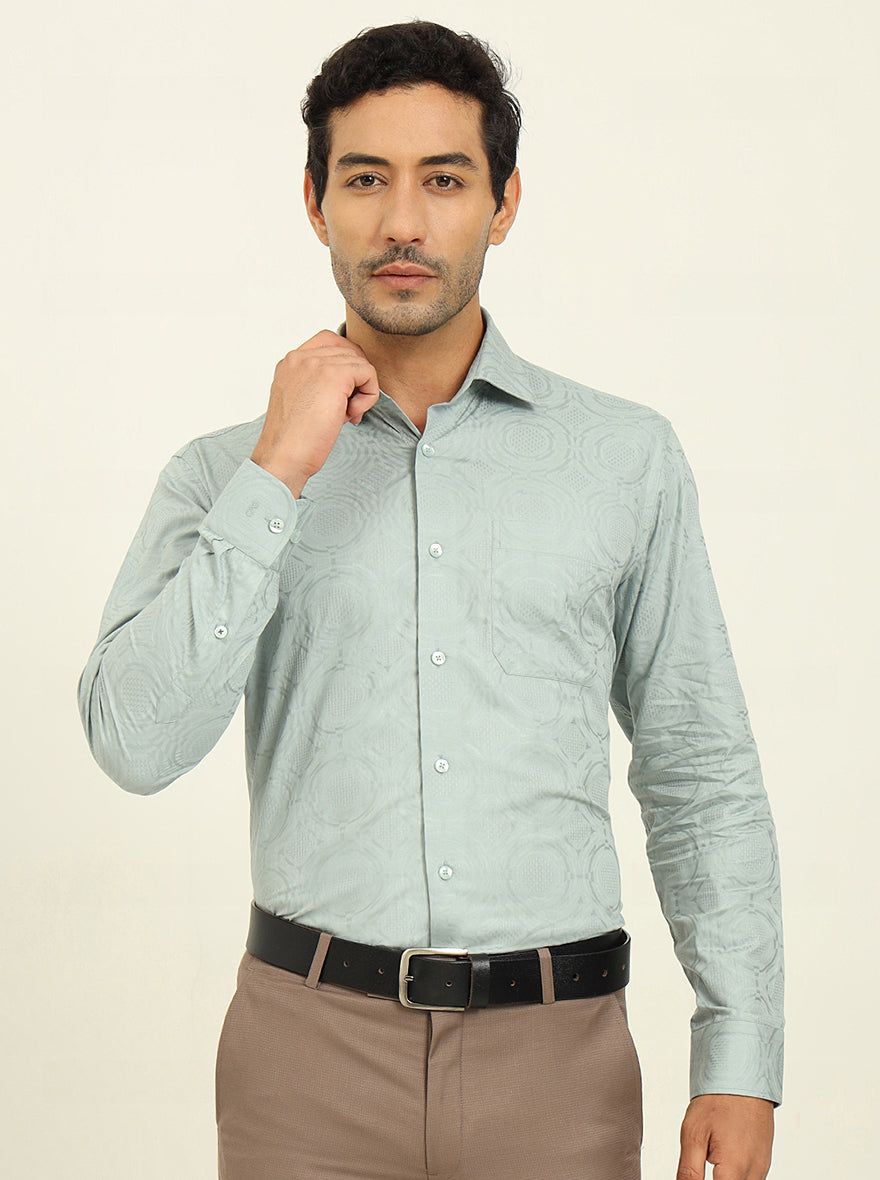Pista Green Solid Slim Fit Formal Shirt | Metal