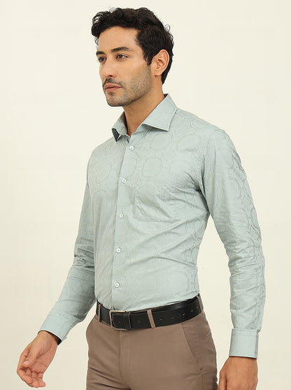 Pista Green Solid Slim Fit Formal Shirt | Metal