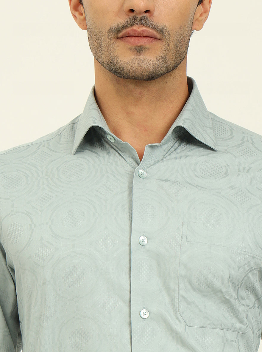 Pista Green Solid Slim Fit Formal Shirt | Metal