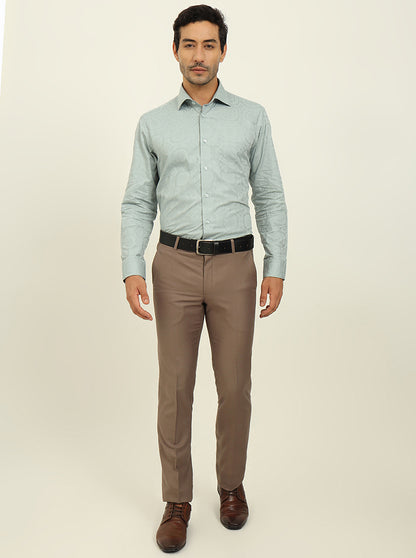 Pista Green Solid Slim Fit Formal Shirt | Metal