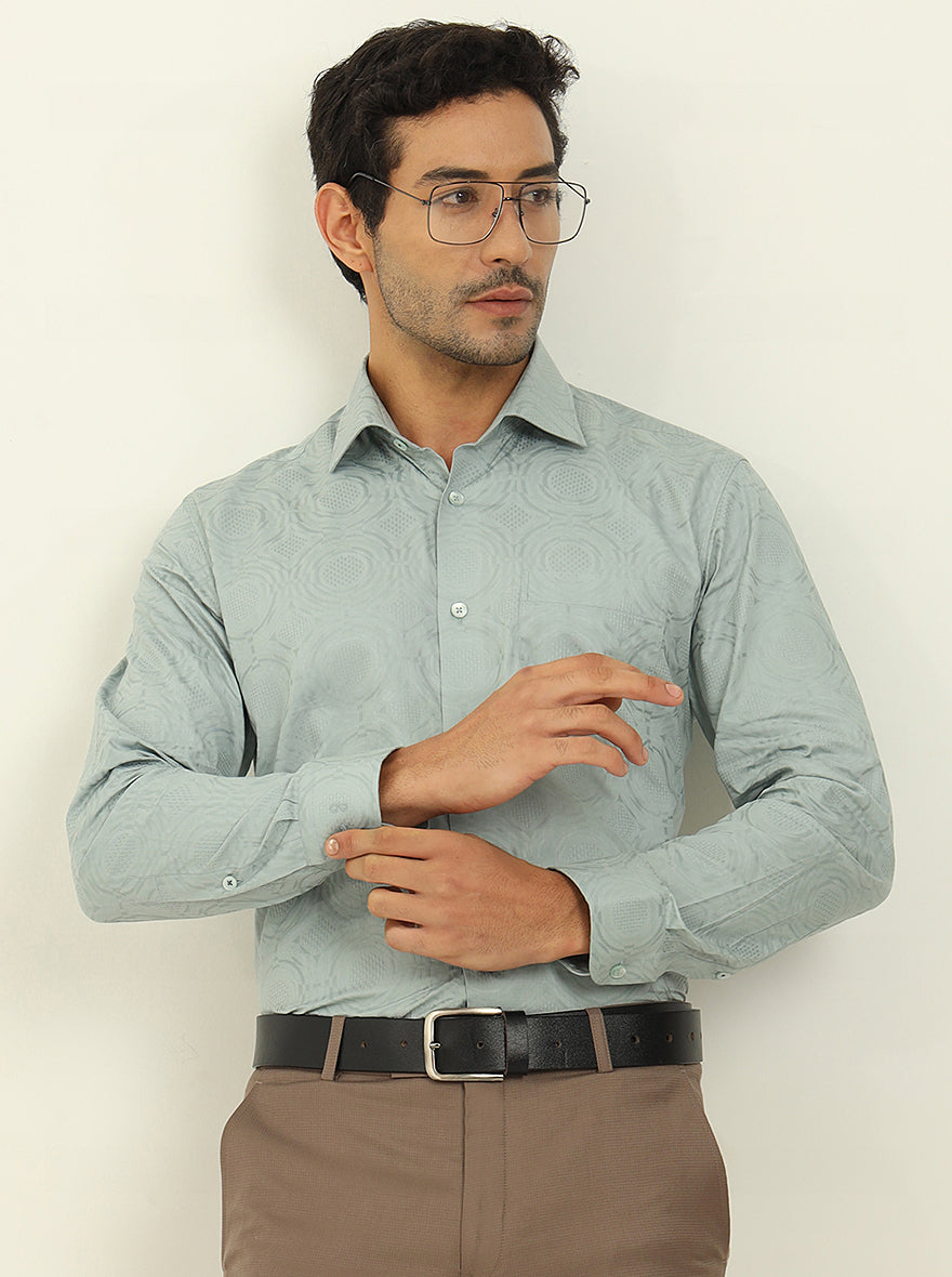 Pista Green Solid Slim Fit Formal Shirt | Metal