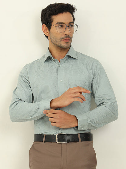 Pista Green Solid Slim Fit Formal Shirt | Metal