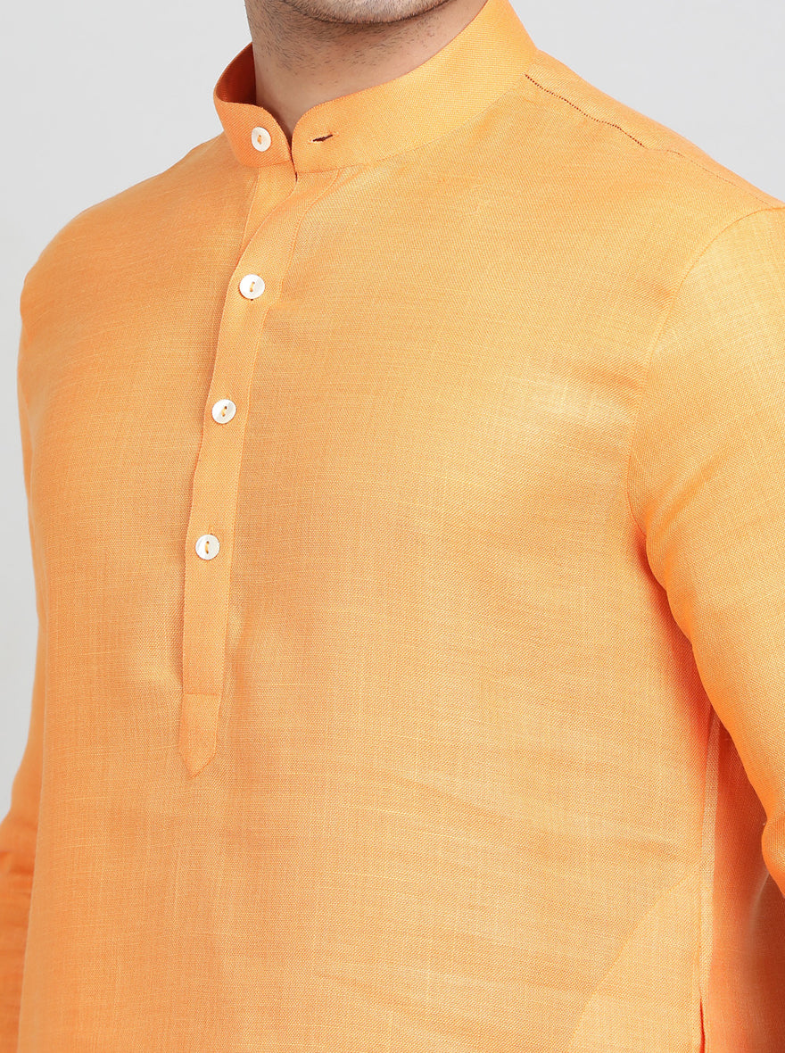 Orange Solid Regular Fit Modi Kurta | JadeBlue