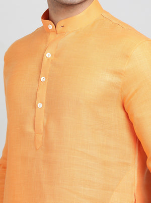 Orange Solid Regular Fit Modi Kurta | JadeBlue