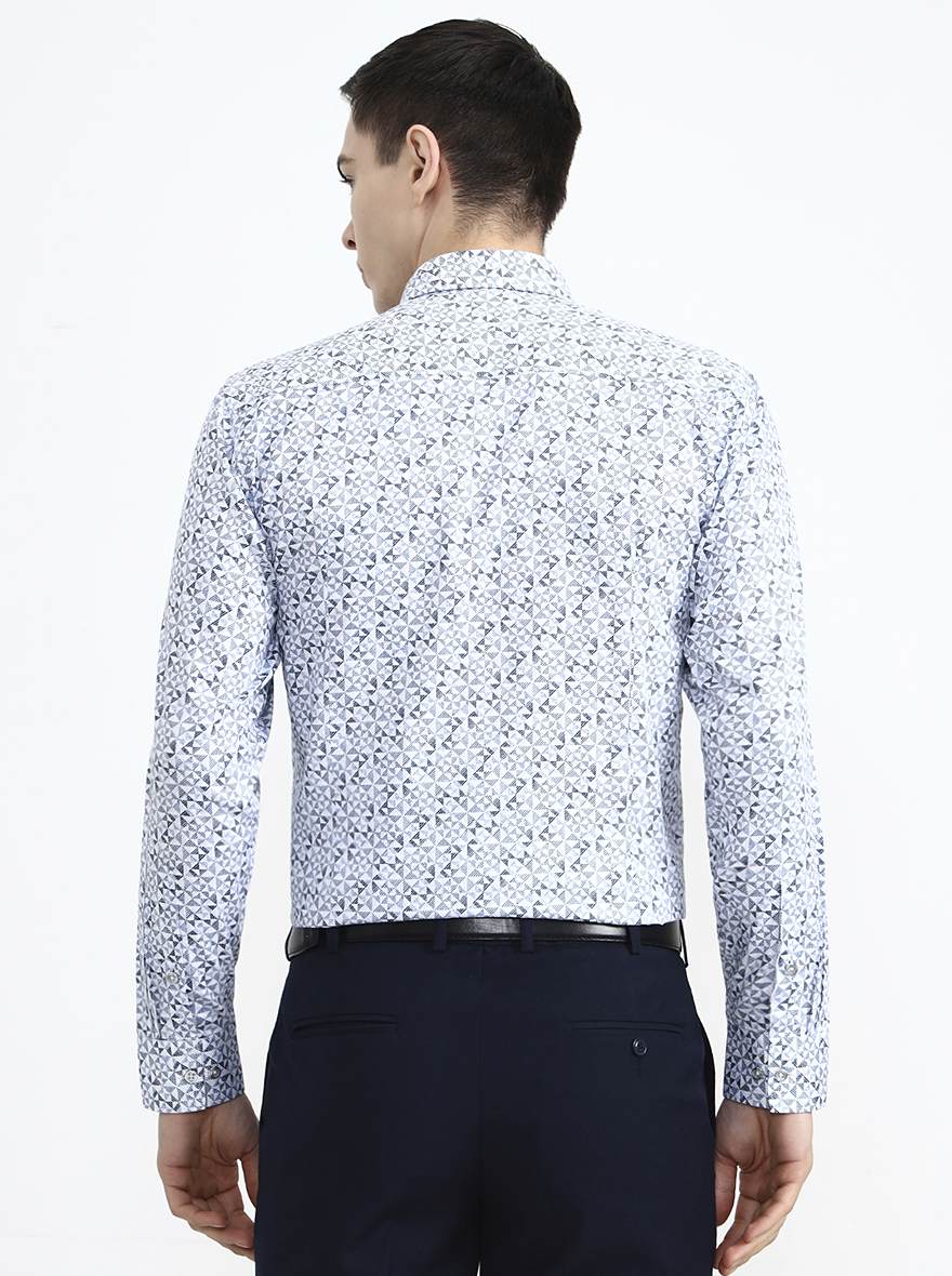 White Printed Slim Fit Party Wear Shirt | Greenfibre