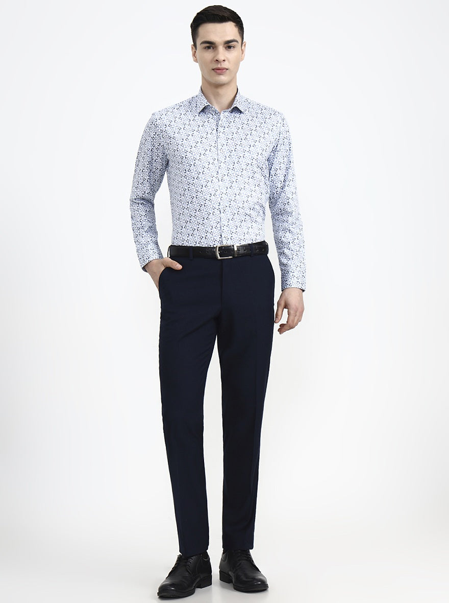 White Printed Slim Fit Party Wear Shirt | Greenfibre