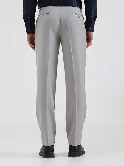 Light Grey Solid Slim Fit Formal Trouser | JadeBlue