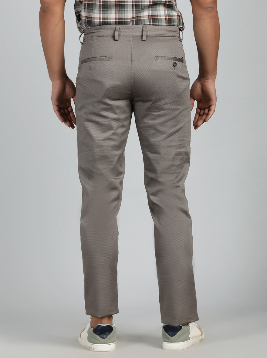 Dark Grey Dobby Neo Fit Casual Trouser | Greenfibre