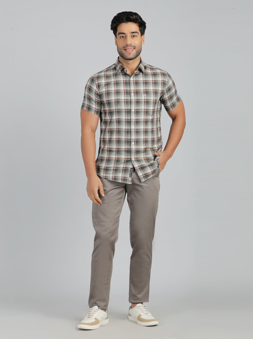 Dark Grey Dobby Neo Fit Casual Trouser | Greenfibre
