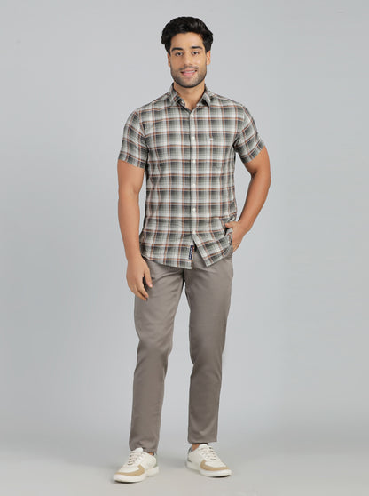 Dark Grey Dobby Neo Fit Casual Trouser | Greenfibre