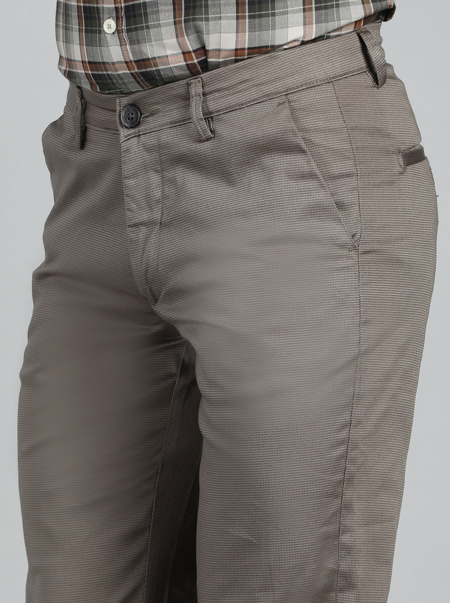Dark Grey Dobby Neo Fit Casual Trouser | Greenfibre