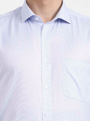 Light Blue Checked Regular Fit Formal Shirt | Greenfibre