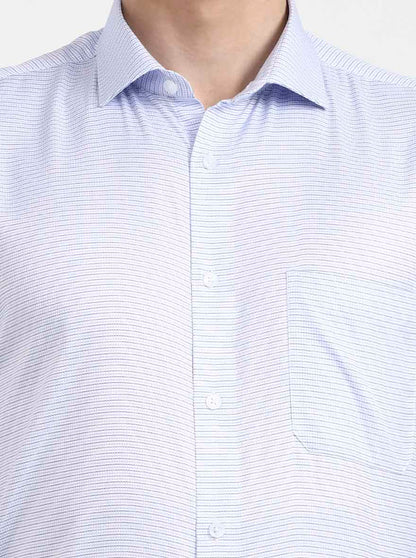 Light Blue Checked Regular Fit Formal Shirt | Greenfibre