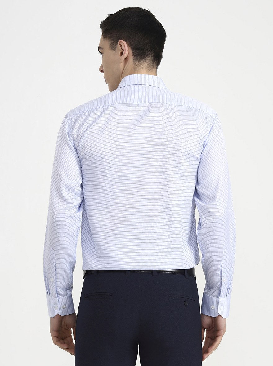 Light Blue Checked Regular Fit Formal Shirt | Greenfibre