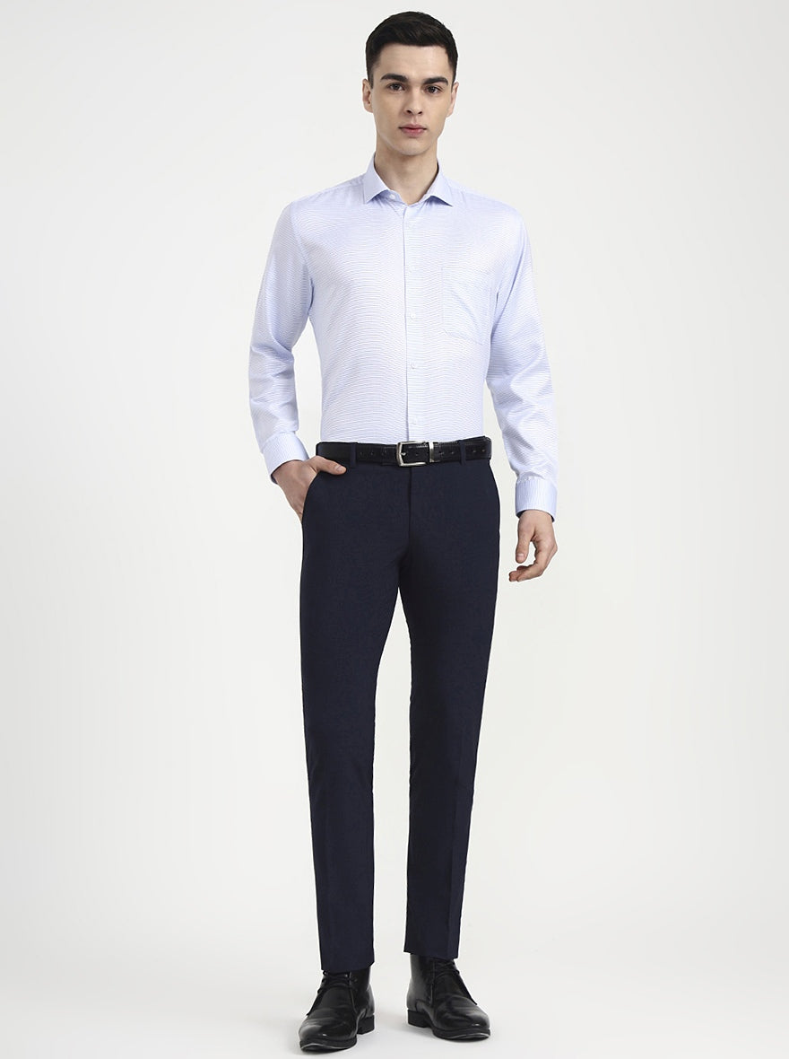 Light Blue Checked Regular Fit Formal Shirt | Greenfibre